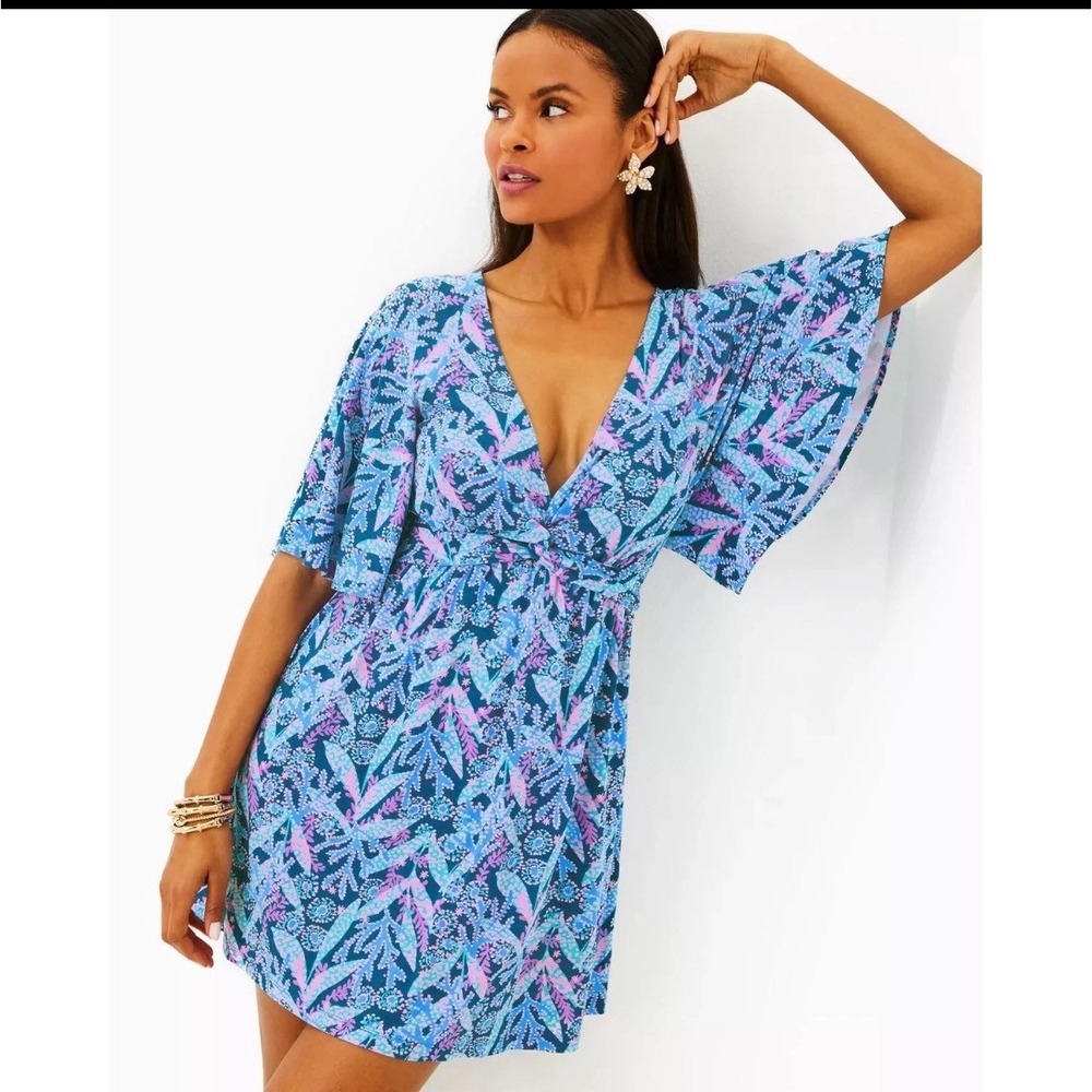 Lilly Pulitzer Minka Skirted Romper XS Barton Blue Star Gazing Floral